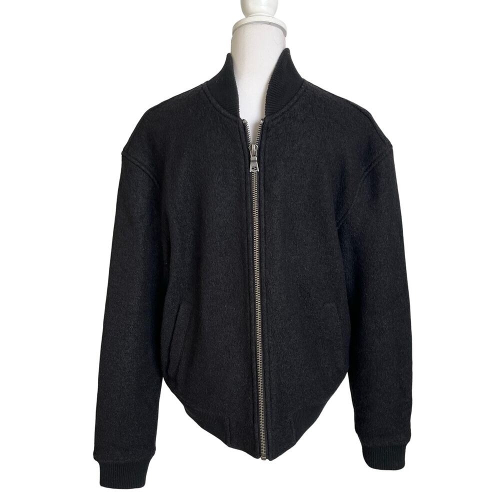 Topman Bomber Jacket Men's Medium Black Full Zip 100% Cotton Ribbed Cuffs Hem